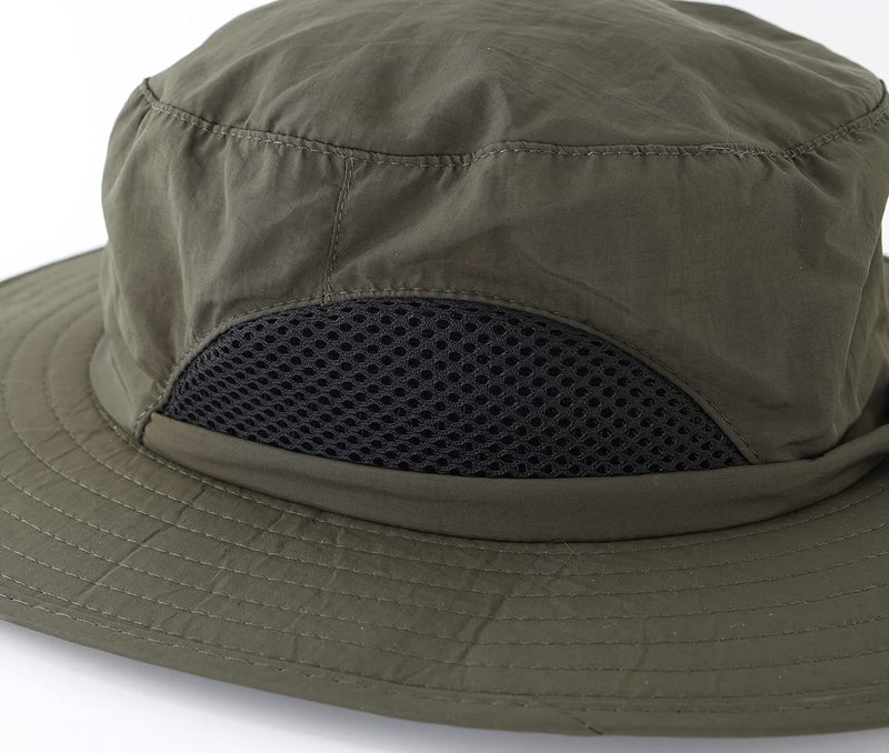 LLmoway Kids Outdoor Sun Hat Boys Wide Brim Breathable Bucket Hat Summer Quick Dry Hat Army Green - Image 4